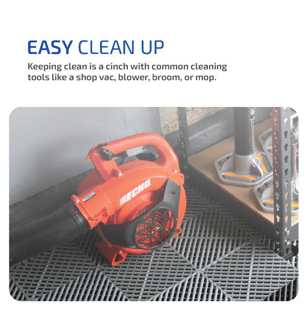 leaf blower on floor tiles
