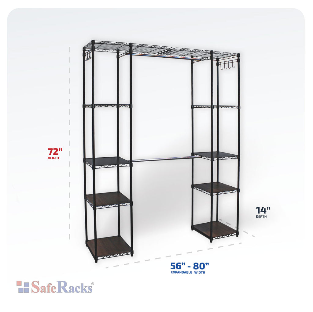 clothing rack with dimensions