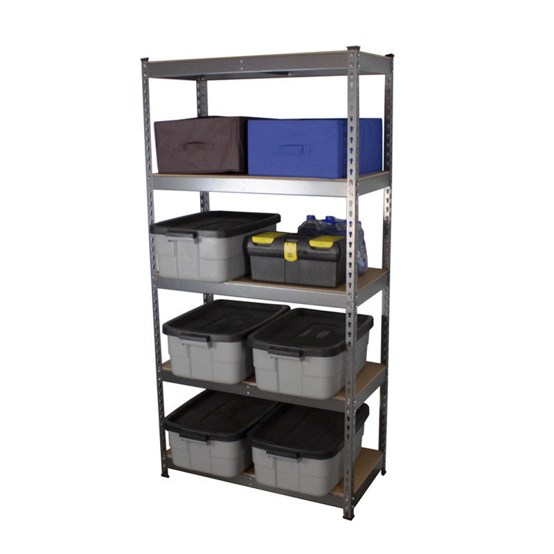 gray modular shelf with bins
