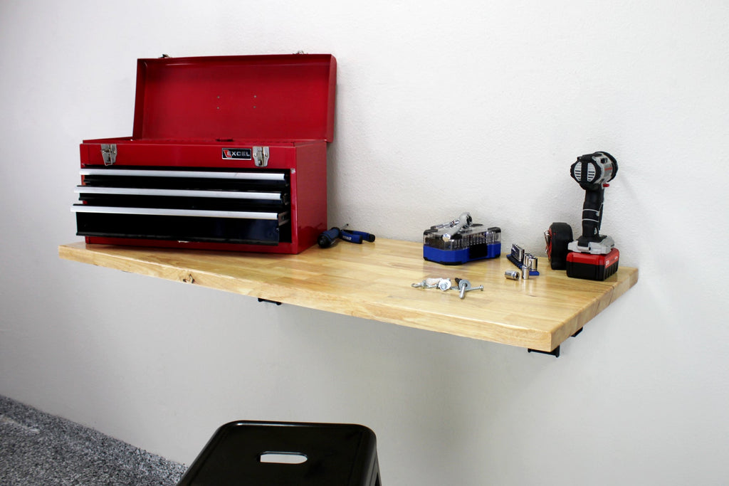 folding workbench with tool box and tools