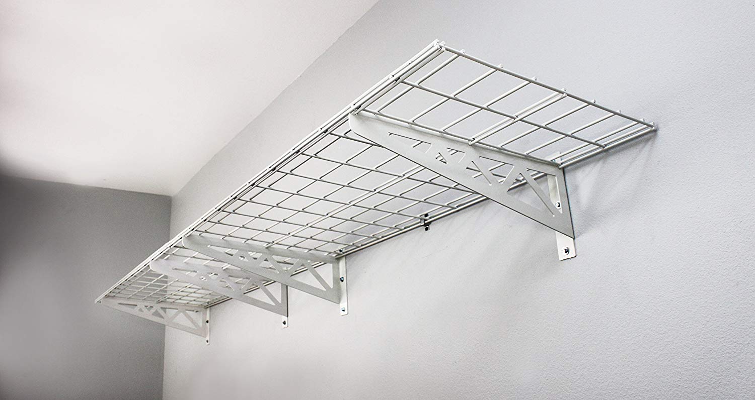 24 x 48 Wall Shelves (Two Pack with Hooks) Hammertone