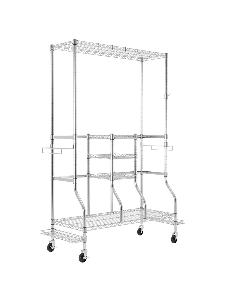 deluxe golf rack made of heavy duty steel wire with lockable wheels
