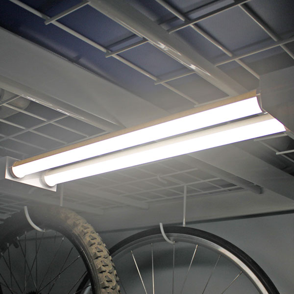 LED light under overhead rack