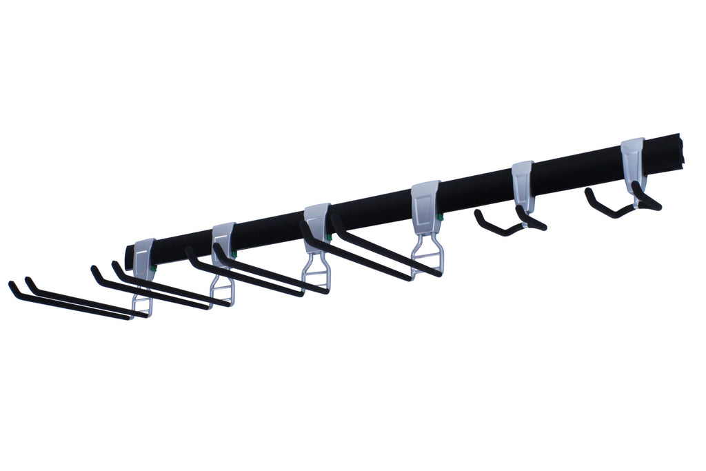 wall rail storage with variety of hooks