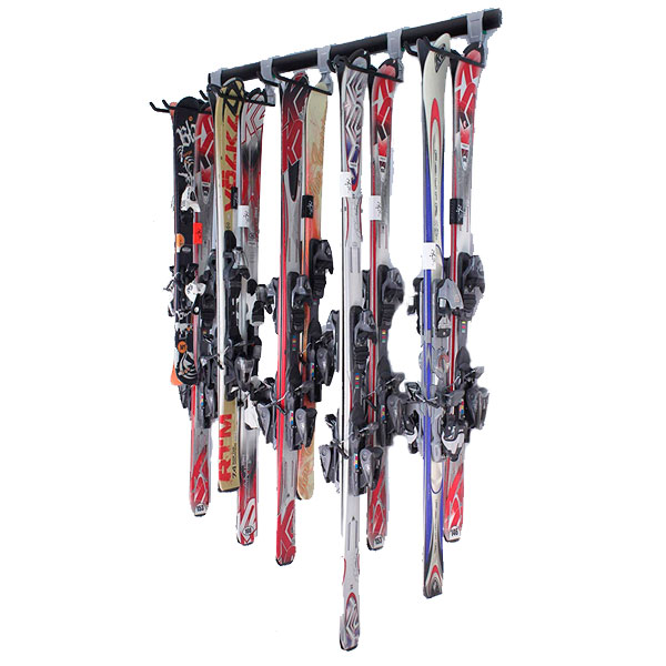 wall rail storage with skis